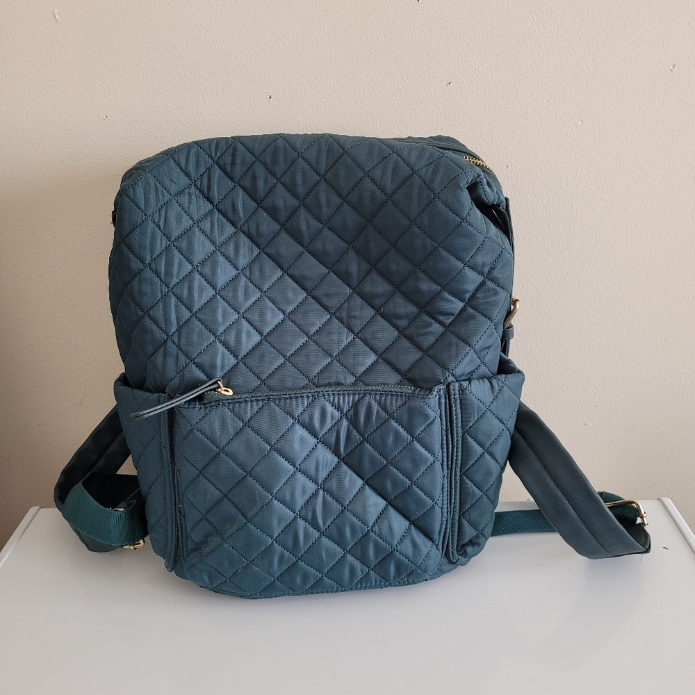#18 Tommy Bahama turquoise quilted backpack purse baby tote backpack